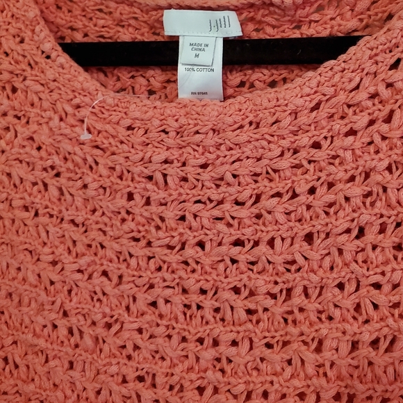 J.Jill Open-Stitch Side Button Sweater - Shrimp (coral) - Picture 6 of 9